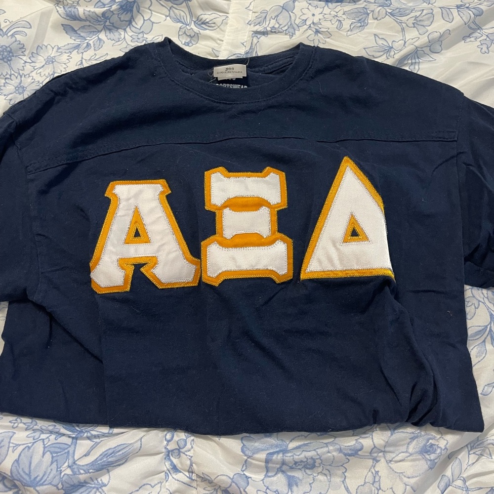 Navy Alpha Xi Delta Letter Jersey